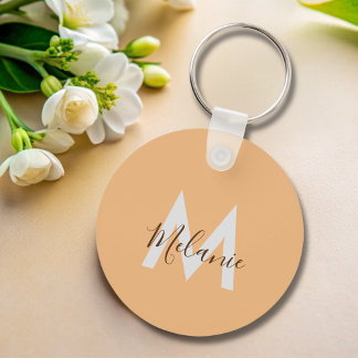 Minimalistisches, modernes Orangenmonogramm Schlüsselanhänger