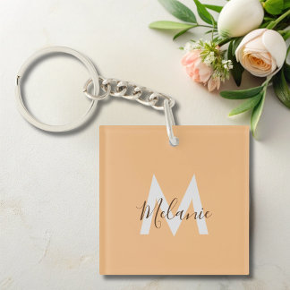 Minimalistisches, modernes Orangenmonogramm Schlüsselanhänger