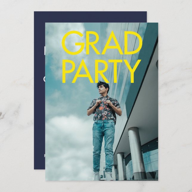 Minimalistisches modernes Party Typografie Cool Einladung (Vorne/Hinten)