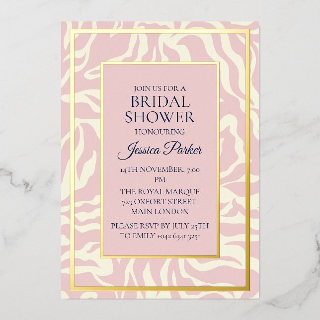 Minimalistisches, modernes pastellrosa Brautparty Folieneinladung (Vorderseite)