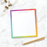 Minimalistisches, modernes Rainbow Border Notepad Notizblock<br><div class="desc">Dieses lustige personalisierte Notizblock verfügt über einen farbenfrohen Regenbogenrand,  personalisiert mit moderner Typografie. Dieses Design ist eine ausgezeichnete Wahl für jedermann UND macht ein lustiges Geschenk!</div>