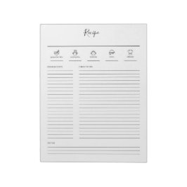 Minimalistisches modernes Rezept Kochbuch Notizblock