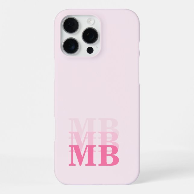 Minimalistisches modernes rosa Initial-Monogramm iPhone Hülle (Rückseite)