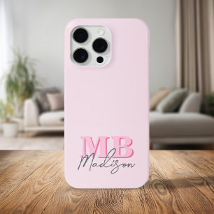 Minimalistisches modernes rosa Initial-Monogramm iPhone 15 Pro Max Hülle