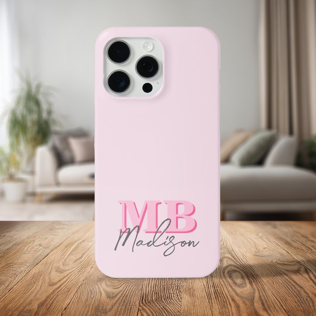 Minimalistisches modernes rosa Initial-Monogramm iPhone Hülle (Von Creator hochgeladen)