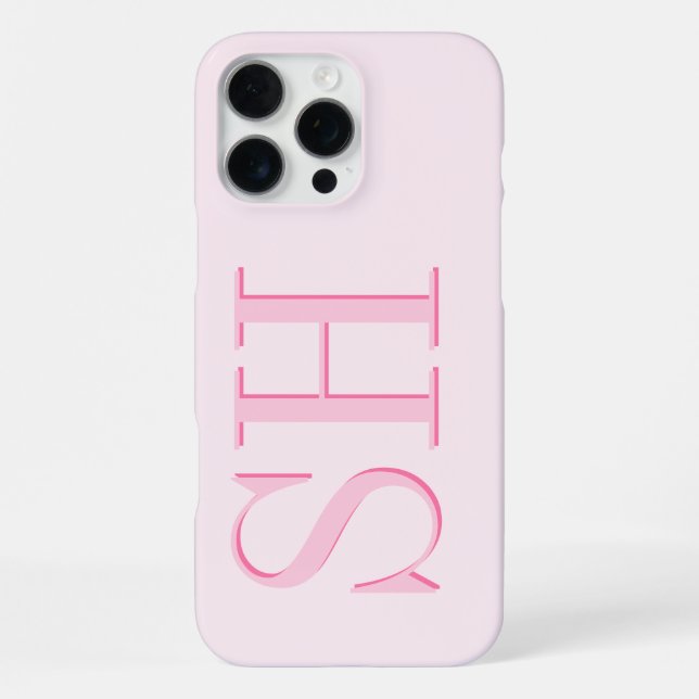 Minimalistisches modernes rosa Initial-Monogramm iPhone Hülle (Rückseite)