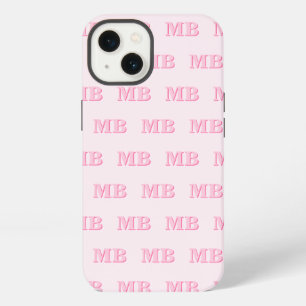 Minimalistisches modernes rosa Initialmuster Monog iPhone 13 Hülle