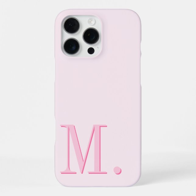Minimalistisches modernes rosa Monogramm-Initial iPhone Hülle (Rückseite)