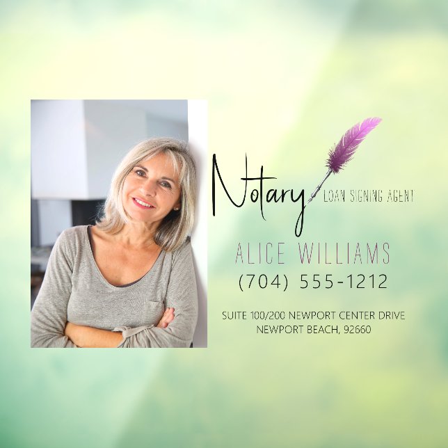 Minimalistisches modernes rosa-weißes Notar-Foto Fensteraufkleber (Blatt 3)