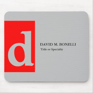 Minimalistisches modernes Rot Grau mit Monogramm I Mousepad