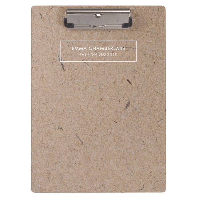 Minimalistisches, modernes, rustikales Kraftpapier Klemmbrett (Vorderseite)