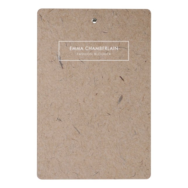 Minimalistisches, modernes, rustikales Kraftpapier Mini Klemmbrett (Rückseite)