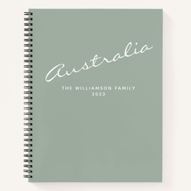 Minimalistisches, modernes Sage Personalisiert Tra Notizbuch (Vorderseite)