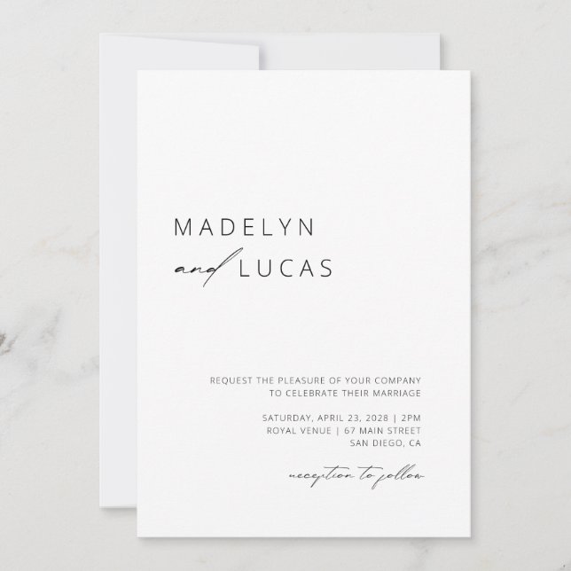 Minimalistisches, modernes Schwarz | QR-Code Hochf Einladung (Vorderseite)