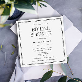 Minimalistisches modernes Schwarz-Weiß-Brautparty Einladung