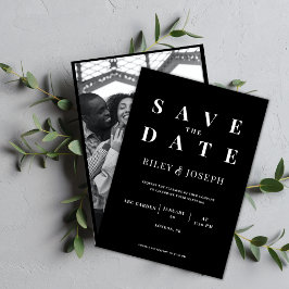Minimalistisches modernes schwarzes Foto Save the Einladung