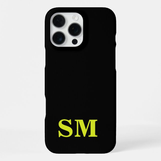 Minimalistisches modernes schwarzes gelbes Initial iPhone Hülle (Rückseite)