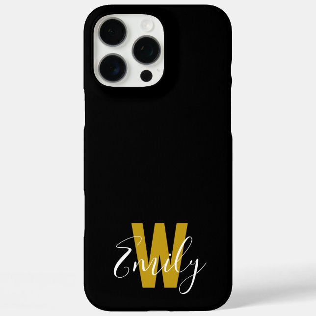 Minimalistisches, modernes Schwarzes Monogramm Case-Mate iPhone Hülle (Rückseite)