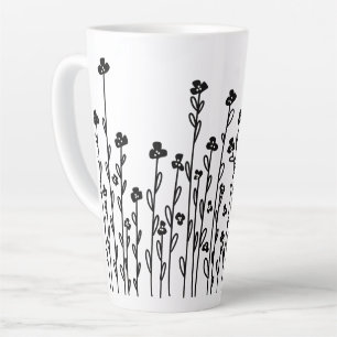 Minimalistisches modernes schwarzes weißes Doodle- Milchtasse