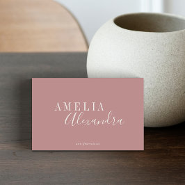 Minimalistisches, modernes Script Dusty Rose Boho  Visitenkarte