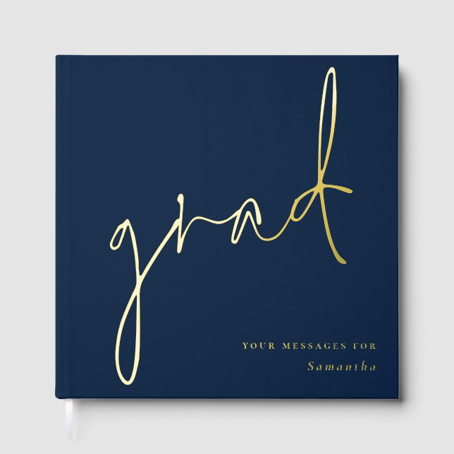 Minimalistisches, modernes Script Grad Abschluss N Gästebuch (Vorderseite)