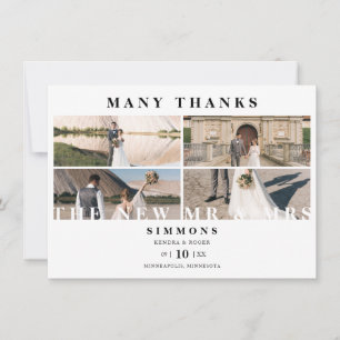 Minimalistisches modernes Trendy Collage Wedding 4 Dankeskarte
