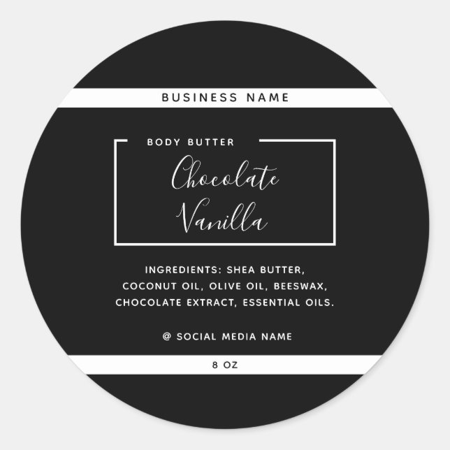 Minimalistisches, modernes Typografie-Schwarzprodu Runder Aufkleber (Vorderseite)