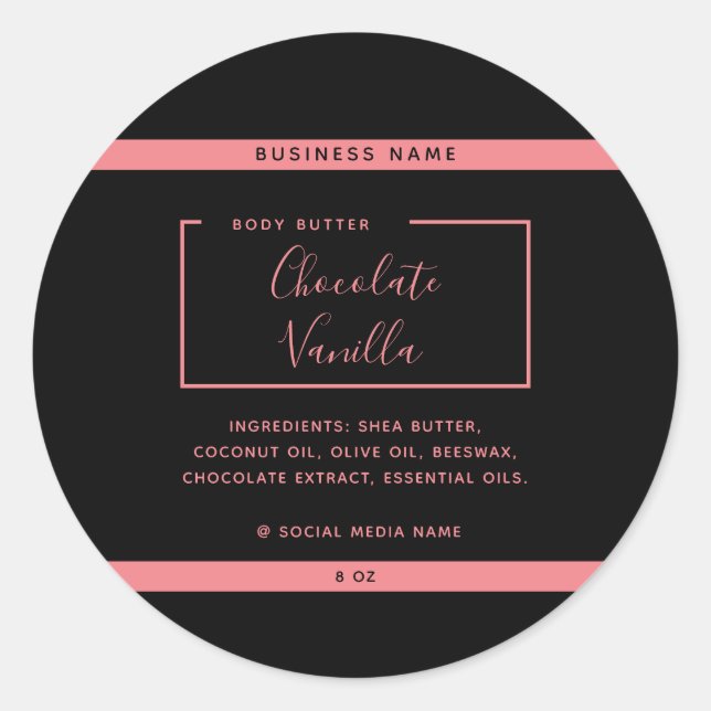 Minimalistisches, modernes Typografie-Schwarzprodu Runder Aufkleber (Vorderseite)