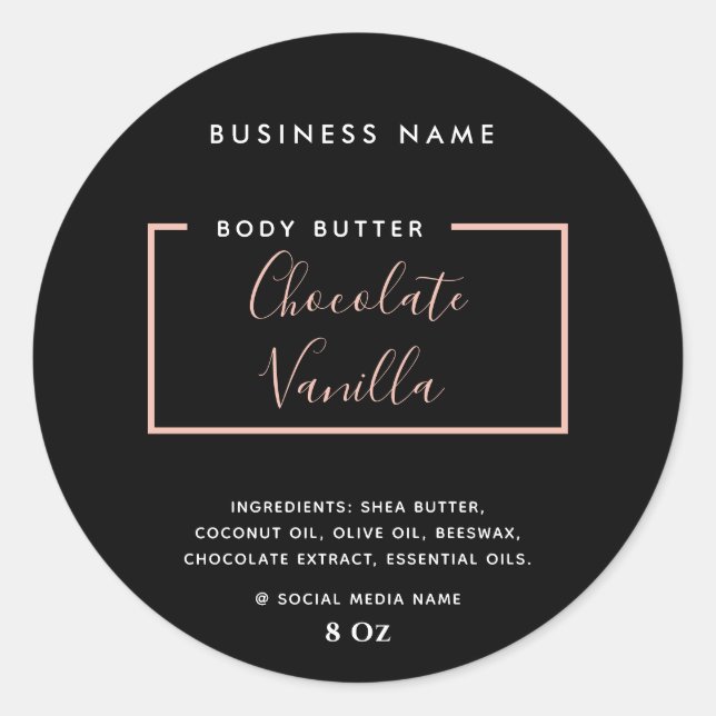 Minimalistisches, modernes Typografie-Schwarzprodu Runder Aufkleber (Vorderseite)