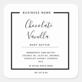 Minimalistisches modernes Typografie-Weißprodukt Quadratischer Aufkleber