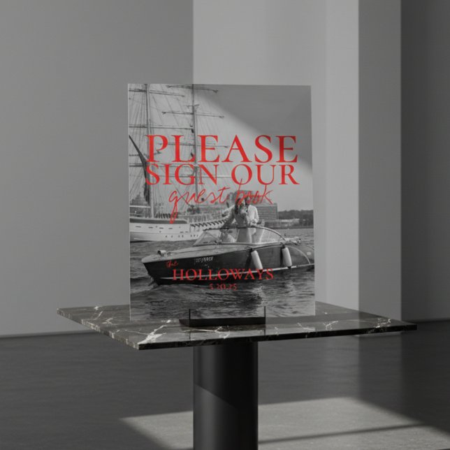 Minimalistisches, modernes und handgeschriebenes G Acrylschild (Minimalist Modern Handwritten Guest Book Sign)