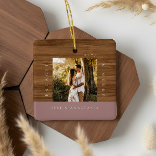 Minimalistisches modernes verlobtes & frohes 2-Fot Keramikornament