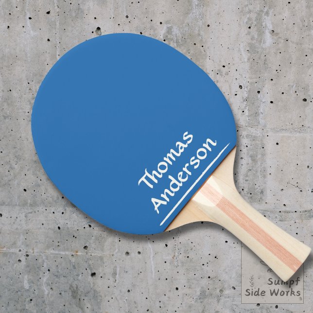 Minimalistisches modernes Weiß auf blau Tischtennis Schläger (Von Creator hochgeladen)