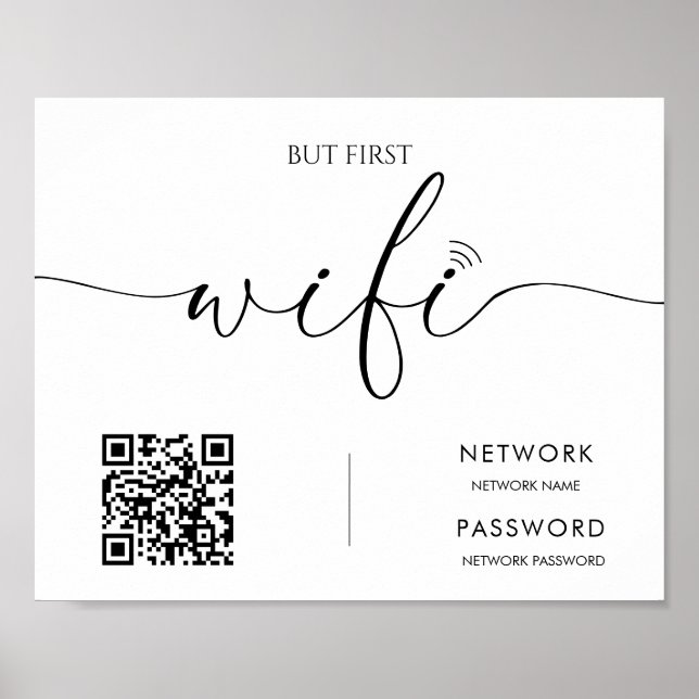 Minimalistisches, modernes WiFi-Kennwort-Hochzeits Poster (Vorne)