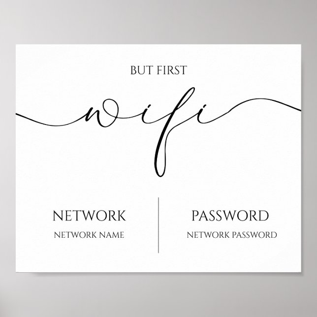Minimalistisches, modernes WiFi-Kennwort-Hochzeits Poster (Vorne)