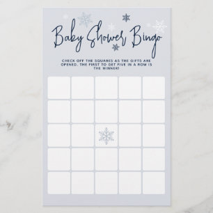 Minimalistisches modernes Winter Baby Dusche Bingo