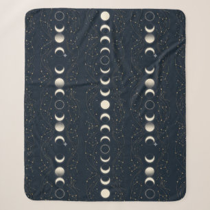 Minimalistisches Mondphasenmuster mit Sternen und  Sherpadecke