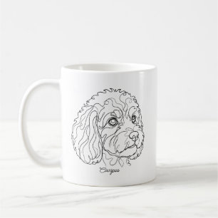 Minimalistisches monochromes Cavapoo Cavoodle Lini Kaffeetasse