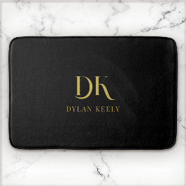 Minimalistisches Monogram Black Gold Stilvoll Badematte
