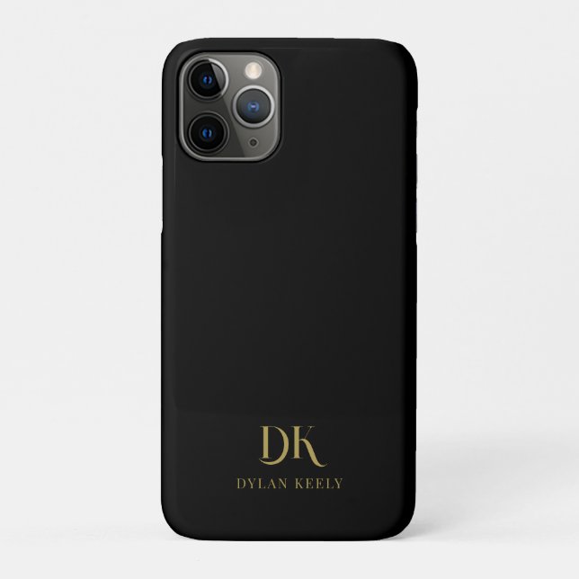 Minimalistisches Monogram Black Gold Stilvoll Case-Mate iPhone Hülle (Rückseite)