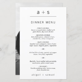 Minimalistisches Monogram Foto Simple Wedding Menu