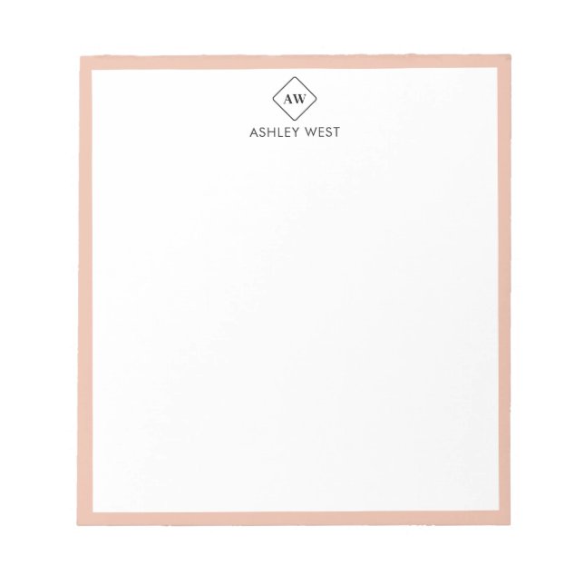 Minimalistisches Monogram Personal Stationer Notep Notizblock (Vorderseite)