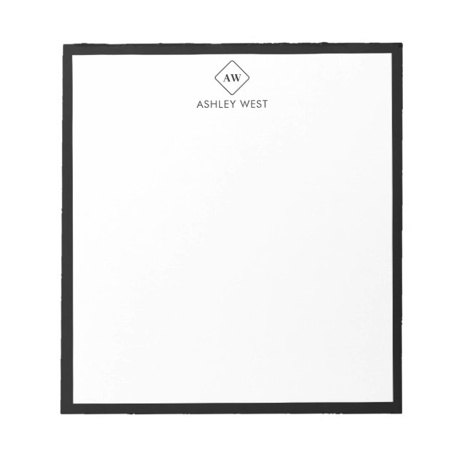 Minimalistisches Monogram Personal Stationer Notep Notizblock (Vorderseite)