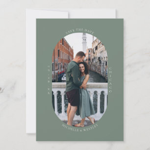 Minimalistisches Monogram Sage Green Wedding Foto Save The Date