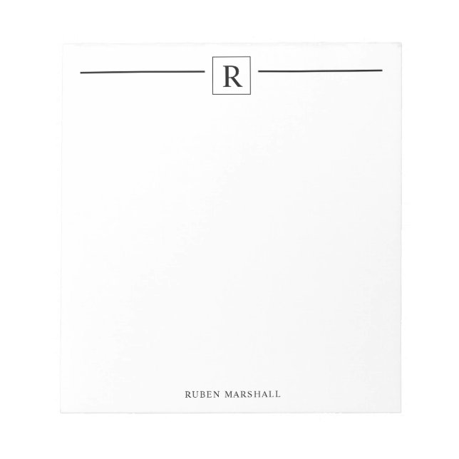 Minimalistisches Monogram Square Notepad Notizblock (Vorderseite)