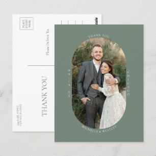 Minimalistisches Monogram Wedding Foto Vielen Dank Postkarte