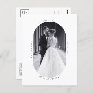 Minimalistisches Monogram Wedding Foto Vielen Dank Postkarte