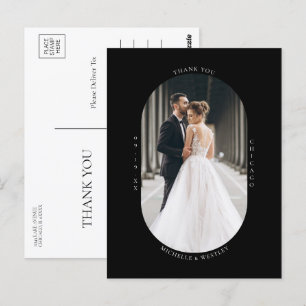 Minimalistisches Monogram Wedding Foto Vielen Dank Postkarte