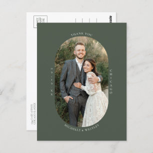 Minimalistisches Monogram Wedding Foto Vielen Dank Postkarte