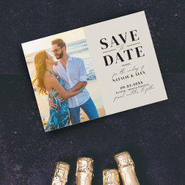 Minimalistisches Monogramm Beige Website QR-Codebi Save The Date